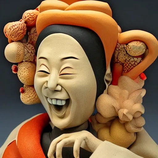 Prompt: claymation, 3 d clay sculpture, made of clay, ukiyo - e sculpture, colorful, detailed, inspired by tsuchiya koitsu