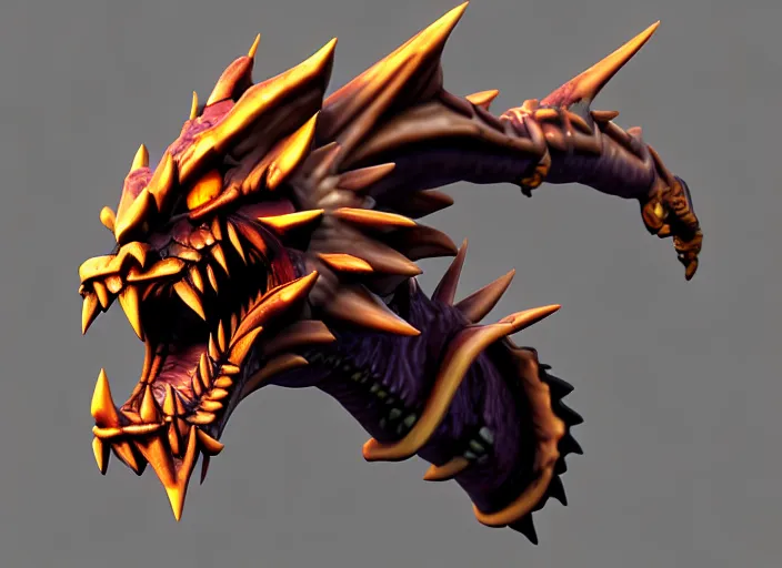 Image similar to raging oni bone dragon head, stylized stl, 3 d render, activision blizzard style, hearthstone style, darksiders art style