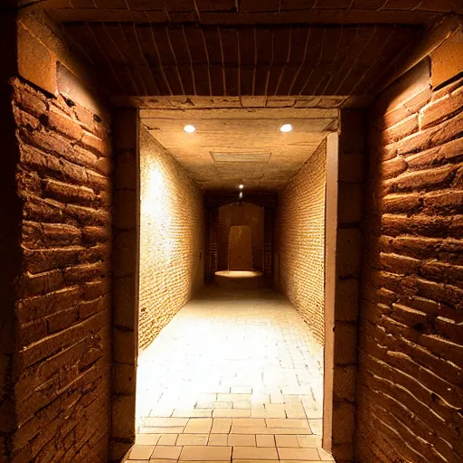 Image similar to dungeon corridor containing a secret concealed door in its bricks, d & d, photo