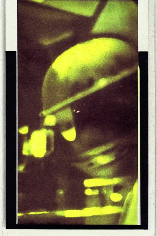 Prompt: aged polaroid analog photo of a vintage sci-fi book cover, color bleed, film grain