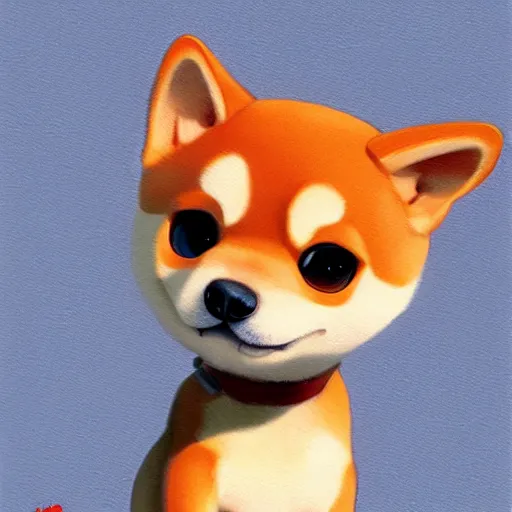 Image similar to goro fujita ilustration a happy baby shiba inu by goro fujita, painting by goro fujita, sharp focus, highly detailed, artstation