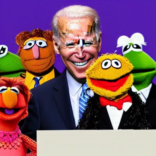 Image similar to muppet like puppet of joe biden,