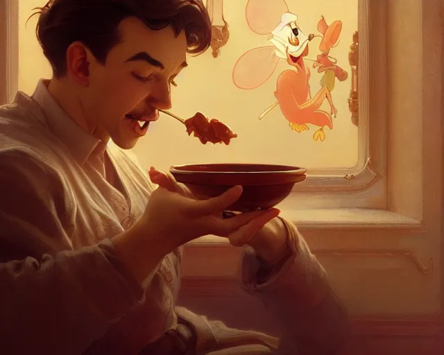 Prompt: photography of walt disney's goofy eating butter, deep focus, intricate, elegant, highly detailed, digital painting, artstation, concept art, matte, sharp focus, illustration, art by artgerm and greg rutkowski and alphonse mucha