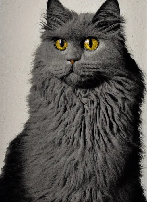 Image similar to futuristic fine lasers tracing, fluffy selkirk rex longhair cat, by steven meisel, kaws, rolf armstrong, mondrian, kandinsky, perfect geometry abstract acrylic, octane hyperrealism photorealistic airbrush collage painting, dark monochrome, fluorescent colors, minimalist rule of thirds, eighties eros