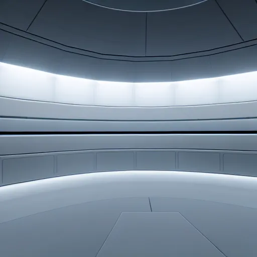 Image similar to a white room twelve by ten by eight, proportionally perfect, geometrically perfect, clean and empty, sci fi spaceship futuristic paneling unreal engine, general studio lighting, 8 k,