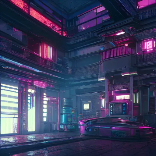 Prompt: A photograph of a cyberpunk mansion set in a cyberpunk utopia. Highly detailed, 8k wallpaper, HDR, concept art, unreal engine 5, 4k, 8k, ray tracing, bloom, lens flare