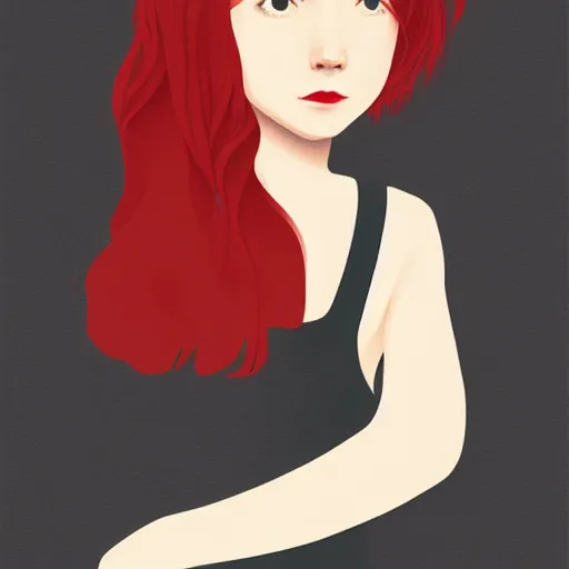 Image similar to girl with medium length red hair. black jumper. no face. centered median photoshop filter cutout vector behance hd jesper ejsing!