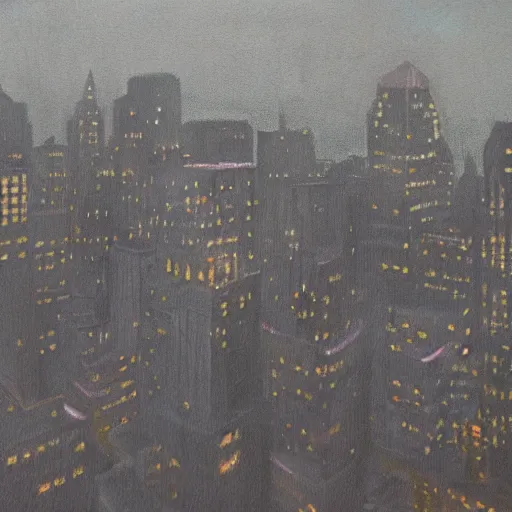 Prompt: muted color photorealistc painting of a nightmarish boston downtown in 1 9 2 5 skyline at night, aerial view, dark, brooding, night, atmospheric, horror, cosmic, ultra - realistic, smooth, highly detailed