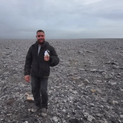 Prompt: selfie of a man at the end of the world