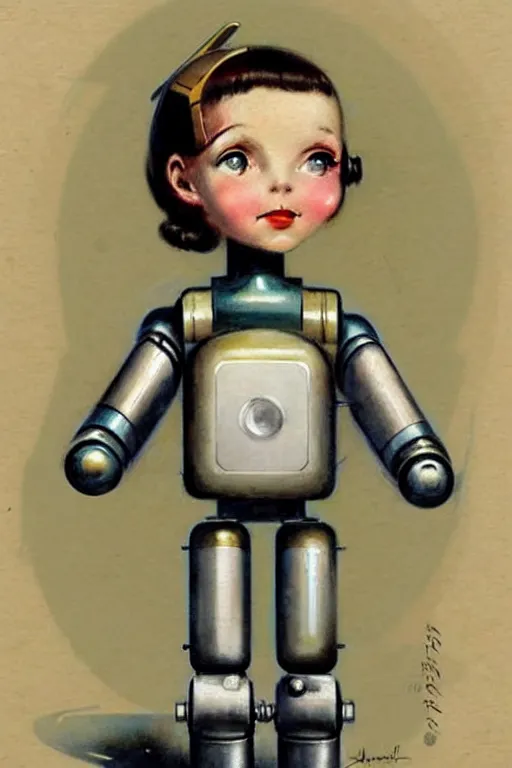 Image similar to ( ( ( ( ( 1 9 5 0 s retro future android robot nanny. muted colors., ) ) ) ) ) by jean - baptiste monge,!!!!!!!!!!!!!!!!!!!!!!!!!