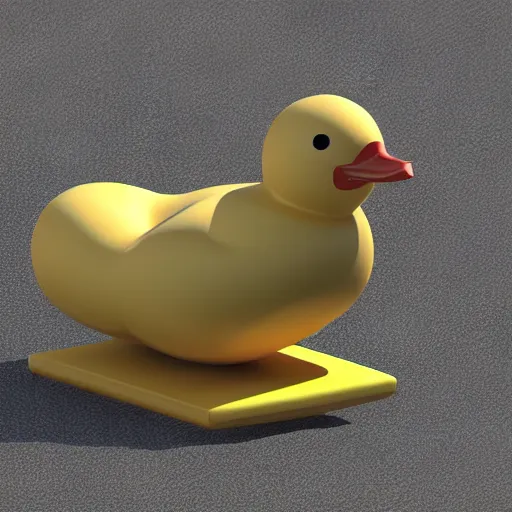 Image similar to 3d render of a rubber duck using a bench press