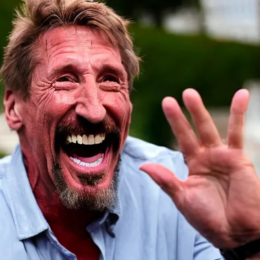 Prompt: John McAfee laughing maniacally as he is elected president of the United States