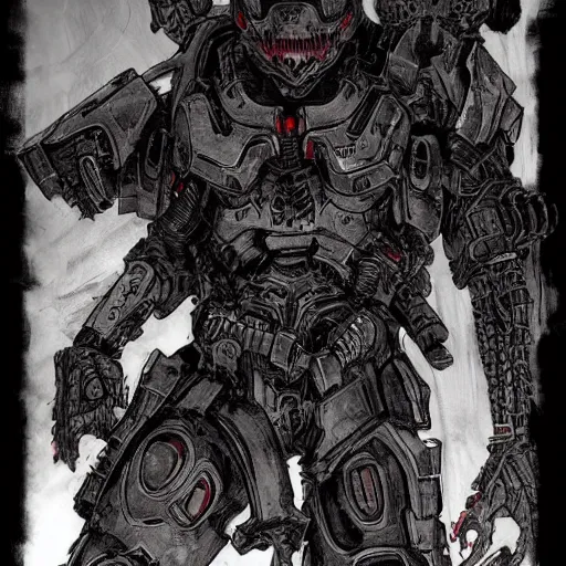 Image similar to doom slayer, tsutomu nihei art