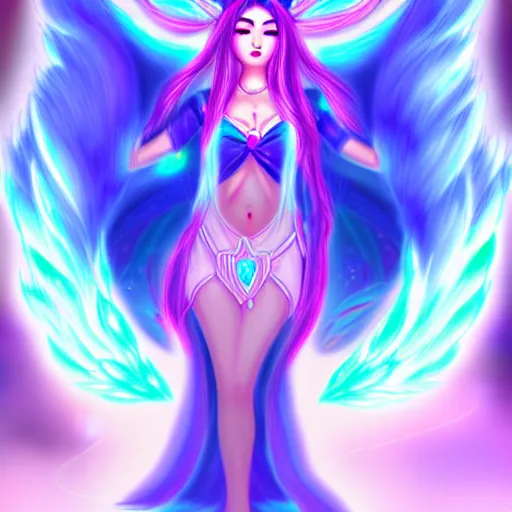 Prompt: Digital Drawing of Ahri, ethereal