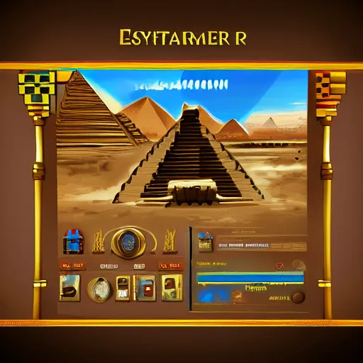 Image similar to video game user interface, egyptian theme