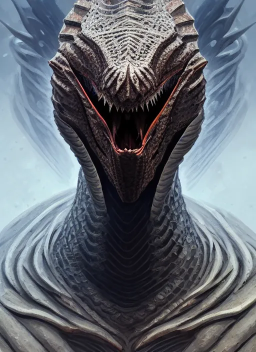 Image similar to anthropomorphic pentacontagon head in edgy darkiron viperfish, intricate, elegant, highly detailed animal monster, digital painting, artstation, concept art, smooth, sharp focus, illustration, art by artgerm, wayne barlowe, trending on artstation and greg rutkowski and alphonse mucha, 8 k
