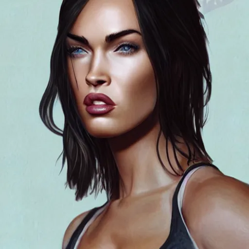 Image similar to megan fox sticking her tongue out. hyperrealistic portrait, photo realistic, poster, artstation, volumetric lighting, digital art, very detailed face by sam carr and by richard meril