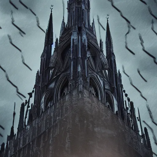 Prompt: A mysterious Human Silhouette on top of the roof of a gothic cathedral in the style of Bloodborne, thunderstorm at night, digital art, 4k