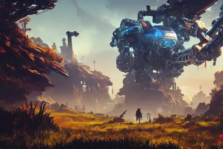 Image similar to stalker machine mecanical creature robot of horizon forbidden west horizon zero dawn bioluminiscence global illumination ray tracing hdr fanart arstation by ian pesty and alena aenami artworks in 4 k