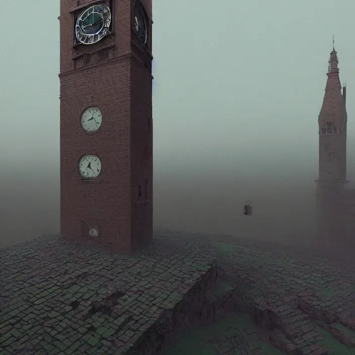 Image similar to a beautiful painting of a clock tower by zdzisław beksinski, greg rutkowski, in style of digital art. hyper detailed. octane render. maya. ray tracing. trending on artstation