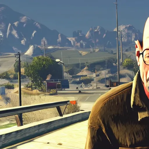 Image similar to gameplay footage of Walter White in GTA V