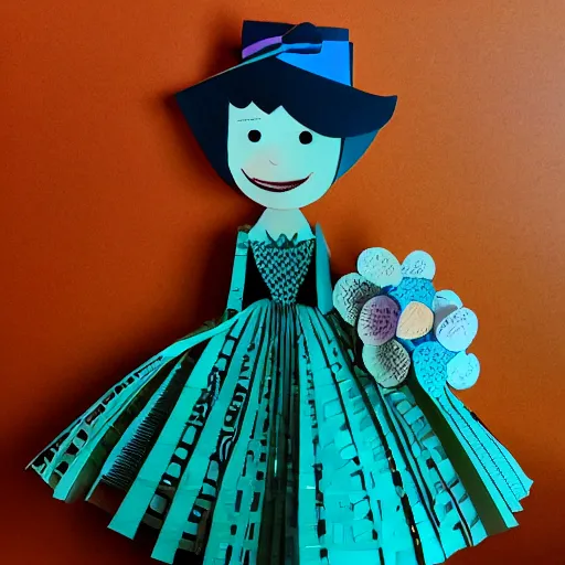 Image similar to cut paper sculpture of mary poppins