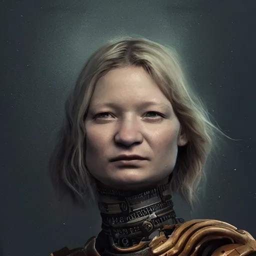 Image similar to mia wasikowska portrait, dystopia core, apocalyptic, armor, warrior, dramatic, sharp focus, fiction, neon, fantasy, hyper detailed, digital art, trending in artstation, cinematic lighting, studio quality, smooth render, unreal engine 5 rendered, octane rendered, art style and nixeu and wlop and krenz cushart