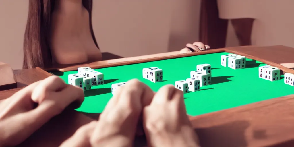 Image similar to mathematician playing mahjong against a female robot, [ photorealistic, octane render, 8 k, photography, intimate ]