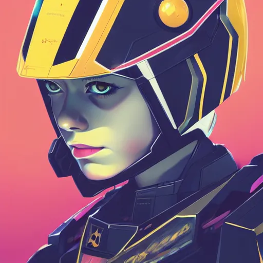 Image similar to a portrait of a stunning beautiful elite emma stone gundam pilot, with an intricate, detailed, urban inspired hiphop afro futuristic helmet, vector behance hd jesper ejsing, rhads, makoto shinkai, lois van baarle, ilya kuvshinov, rossdraws, hd, 3 2 k, ilya kuvshinov, gustav klimt