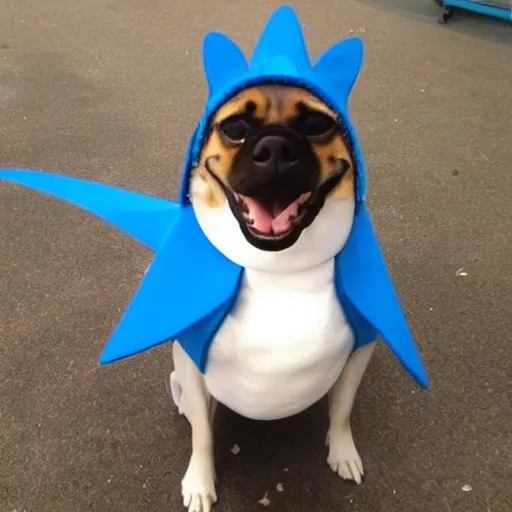 Image similar to Dog cosplaying badly as a shark