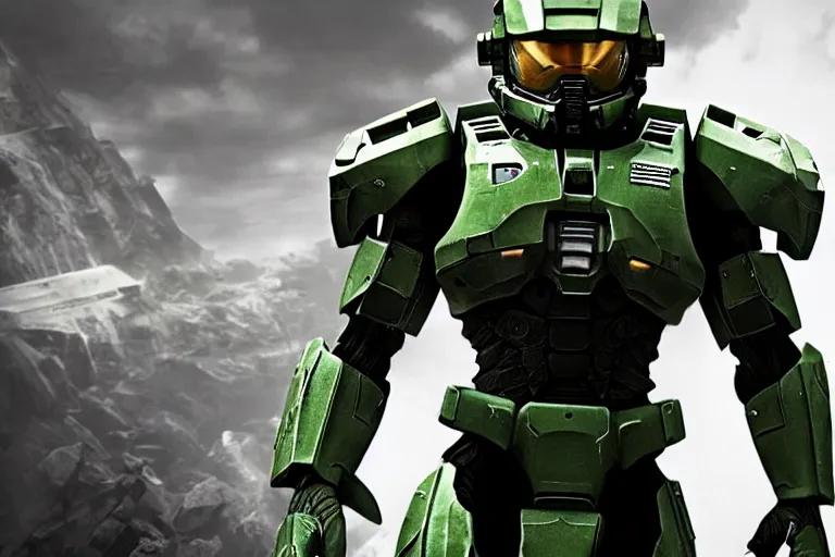 Image similar to master chief doing a ted talk