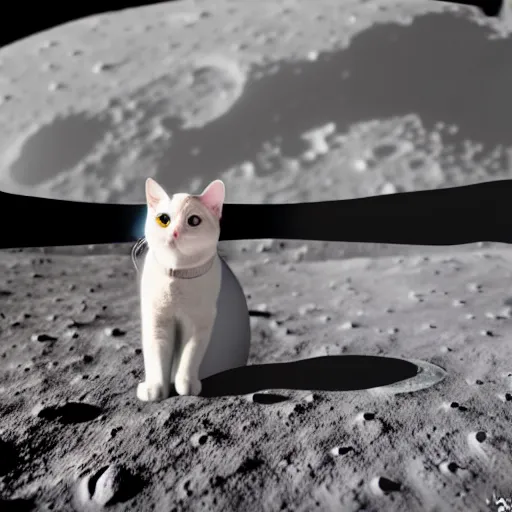 Image similar to cat wearing astronaut suit on the moon planet earth in the background sigma 1 4 mm f / 1. 8