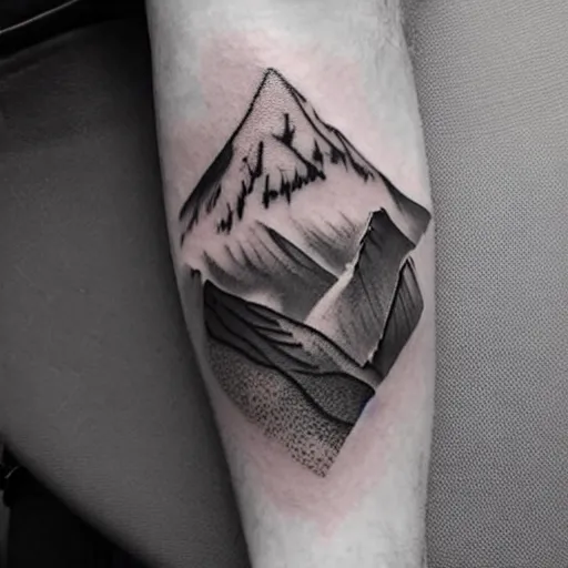 Image similar to double exposure tattoo design sketch of beautiful margot robbie in the shape of beautiful mountains, in the style of matteo pasqualin, amazing detail