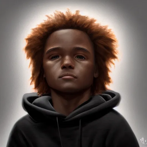 Image similar to Portrait of Young Simba, dressed black hoodie, digital art, ultrarealistic, artstation, 8k, hyperdetalied, high quality, high render