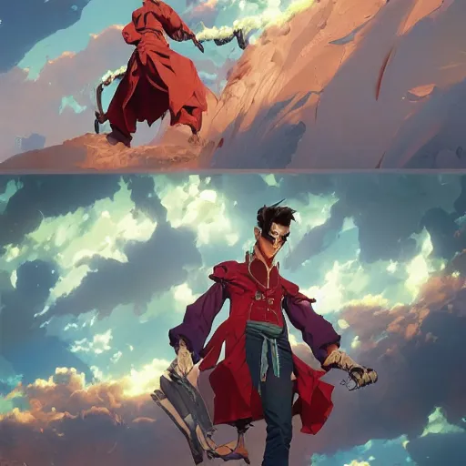 Image similar to hero world trigun, behance hd by jesper ejsing, by rhads, makoto shinkai and lois van baarle, ilya kuvshinov, rossdraws global illumination