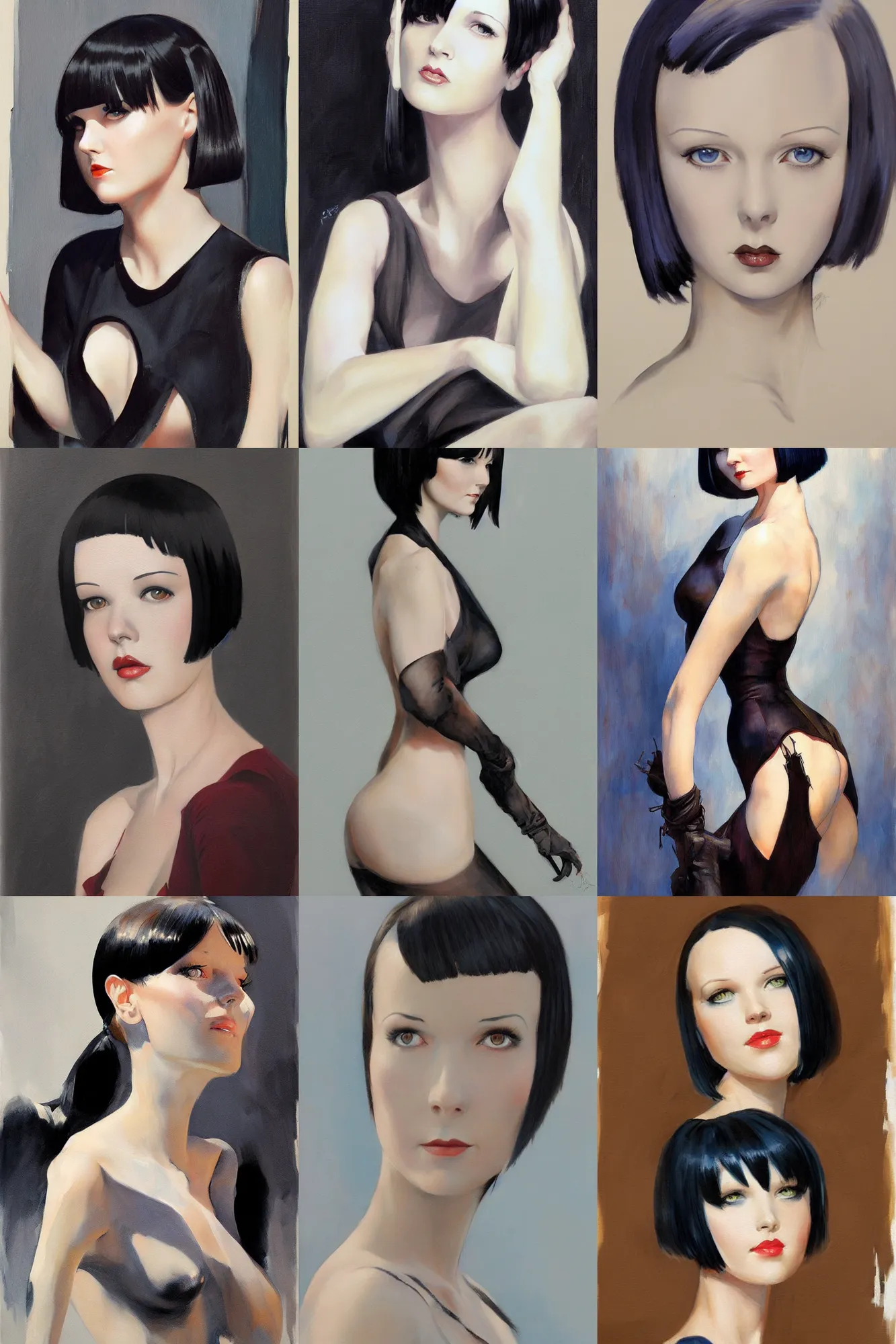 Prompt: mary louise brooks, painting by rob rey and jesper ejsing, artstation, dry brush