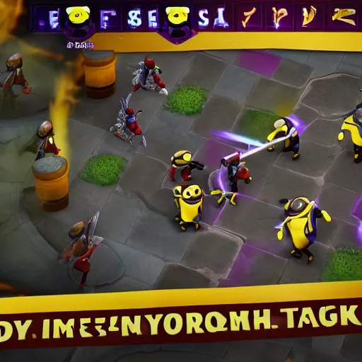 Image similar to screenshot of teamfight tactics, champions are minions, in - game