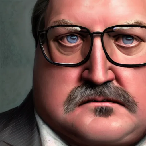 Image similar to gabe newell in the sopranos, au naturel, hyper detailed, digital art, trending in artstation, cinematic lighting, studio quality, smooth render, unreal engine 5 rendered, octane rendered, art style by klimt and nixeu and ian sprigger and wlop and krenz cushart