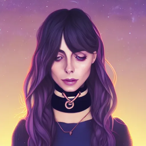 Image similar to a portrait of a beautiful willa holland 1 9 9 0 s style clothing and choker, art by lois van baarle and loish and ross tran and rossdraws and sam yang and samdoesarts and artgerm, digital art, highly detailed, intricate, sharp focus, trending on artstation hq, deviantart, unreal engine 5, 4 k uhd image