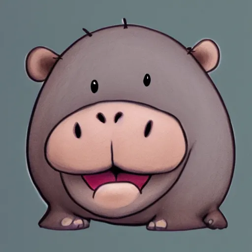 Prompt: cute hippo smiling, child book drawing, trending on artstation