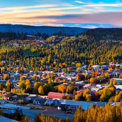 Prompt: a panorama of a town in Oregon