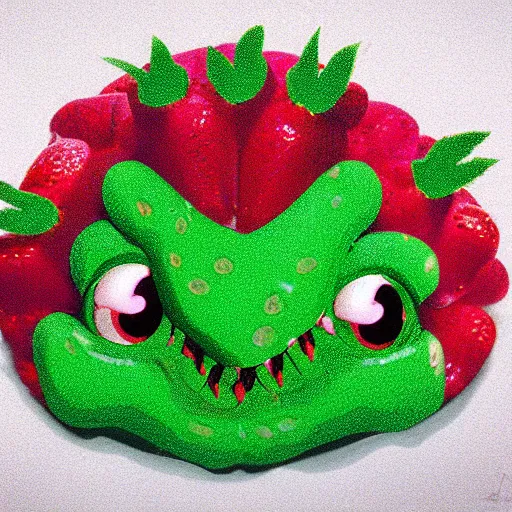 Image similar to strawberry creature with multiple eyes