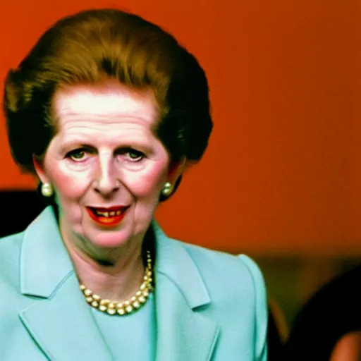 Image similar to margaret thatcher doing 8 0's style aerobics vhs quality