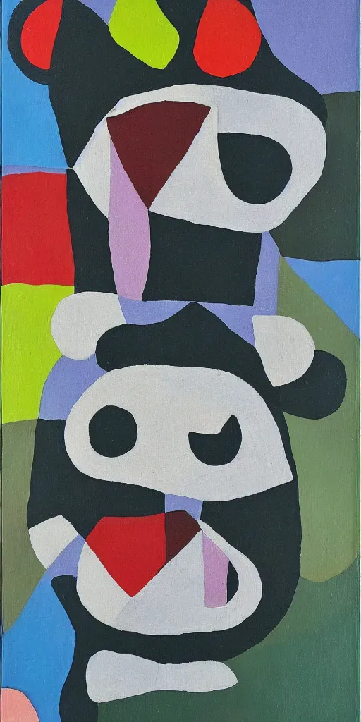 Prompt: a strawberry teddy bear geometric oil on canvas painting eileen agar