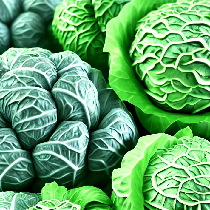 Image similar to high quality 3 d render very cute cabbages! money everywhere, highly detailed, unreal engine cinematic smooth, moody purple green light, low angle, uhd 8 k