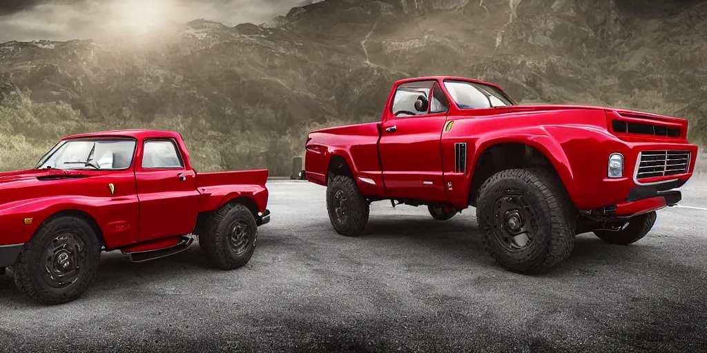 Image similar to “2020 Ferrari Pickup Truck, HD, ultra Realistic”