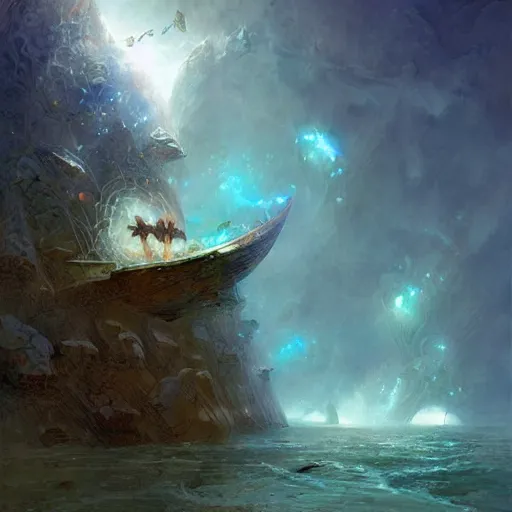 Prompt: a mind forever voyaging, fantasy, sea, cosmos, eternity, marc simonetti