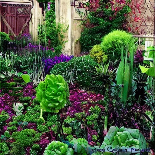 Prompt: goth garden gorgeous dark plants pretty