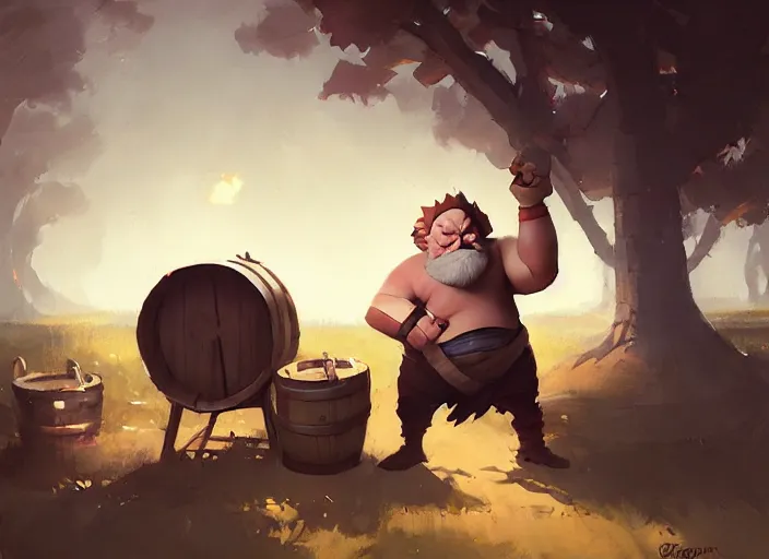 Prompt: gragas with his barrel by greg rutkowski