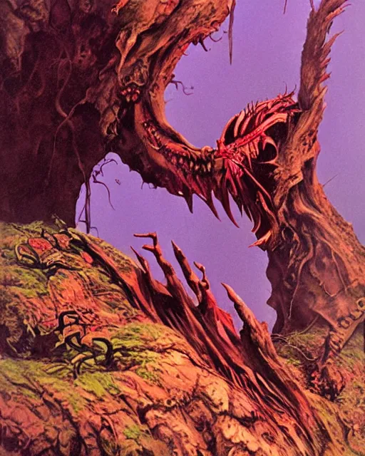 Image similar to roger dean art of predator ( 1 9 8 7 )